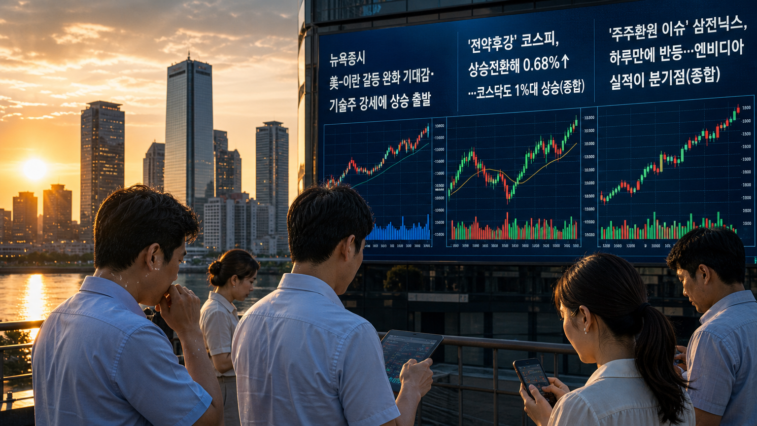 오늘의 글로벌 증시 카드뉴스 결론 이미지 — 8월 26일 글로벌 증시는 반도체주를 둘러싼 기대와 경계가 동시에 나타난 하루였다. 삼성전자와 SK하이닉스는